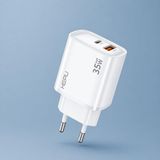 Store HP-C30 35 Watt Gan Şarj Adaptörü 2-Port Fast Charger Hızlı Şarj 100 cm Kablo Dual-Port Qc 3.0 Usb-C Usb-A - 1 cm - 00-Siyah - Beyaz