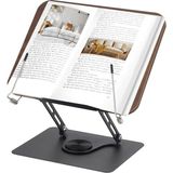 Store HT-907 Metal Ahşap Kitap Okuma Standı 360 Dönebilen Katlanabilir Masaüstü Rahle Laptop Standı Tablet - 0-Bordo