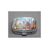 Store İstanbul Temalı İlaç Kutusu 5,5x4,5 Cm Kompakt Taşınabilir Günlük Organizer Şık Cep Boy