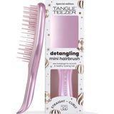 Store Mini Ultimate Detangler Chrome Saç Açıcı Fırça Islak ve Kuru Saçlar Için Satin Pink Patentli Çift Katmanlı Diş Teknolojisi Seyahat Boyu - Kestane Akaju