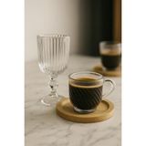 Store Norelle 6’lı Çizgili Cam Kahve Yanı Bardağı – Şık Ayaklı Cam Bardak Seti 10 cm - 0 - Siyah - 0 - 200 ml