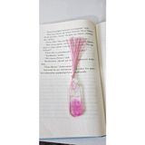 Store Pembe Çiçek Desenli Kitap Ayracı, Kurutulmuş Çiçek Detaylı, Şeffaf Reçine Kaplama - 0 - --