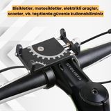Store Polham Ful Metal Gidon Uyumlu Motorsiklet Telefon Tutucu, Bisiklet, Scooter Uyumlu Sıkıştırmalı Tutucu - 000-Siyah