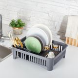 Store Portatif Kaşıklık Bölmeli Bulaşıklık | Tezgah Üstü Bulaşık Kurutmalık | 4 Renk Seçeneği | Dayanıklı Abs Plastik Malzeme (42X33X12CM) (Gri) - 0 - 1 lt