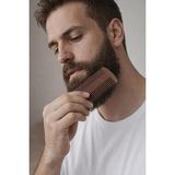Store Premium Ahşap Sakal & Bıyık Tarağı, Çift Taraflı Diş Yapısı, Doğal Ahşap Gövde, Vegan Deri Taşıma Kılıflı Erkek Bakım Tarağı (Sandal Ağacı (Keseli)) - 001-Beyaz