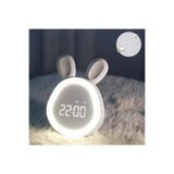 Store şarjlı çalar saat gece lambası ses komutlu ışıklı alarmlı tavşan saat