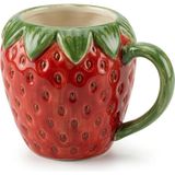 Store Seramik Kulplu Kupa Bardak, 300 ml Geniş Kapasite, Çilek Şeklinde Tasarım, Makinede Yıkanabilir, Ev Ofis Restoran Için Uygun Çilek Şeklinde Seramik Kulplu Çay Kahve Espresso Latte Sunum Bardağı - 1 Adet - 0 - 200 ml