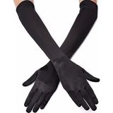 Store Siyah Renk Dirseğe Kadar Uzun Kumaş Eldiven 40 cm - Ahşap - Standart