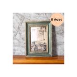 store trend 6 Adet 10 x 15 cm Ahşap Eskitme Görünümlü Ayaklı Duvara Asılabilir Fotoğraf Çerçevesi