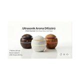 Store Ultrasonik Hava Nemlendirici ve Aroma Difüzörü - 3 Farklı Renk Seçeneği (Beyaz, Açık ve Koyu Ahşap) - Küre Tasarım Buhar Makinesi, LED Işıklı ve Sessiz Oda Kokusu Yayıcı (Usb) (Beyaz) - Option-1