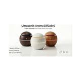 Store Ultrasonik Hava Nemlendirici ve Aroma Difüzörü - 3 Farklı Renk Seçeneği (Beyaz, Açık ve Koyu Ahşap) - Küre Tasarım Buhar Makinesi, LED Işıklı ve Sessiz Oda Kokusu Yayıcı (Usb) (Beyaz)