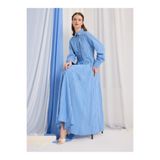 Store Wf Mavi cizgili maxi elbise