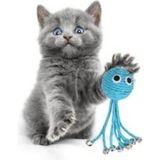 Store Zilli Peluş Yumuşacık Renkli Hasır Mavi Ahtapot Kedi Oyuncağı - 1BW-Beyaz