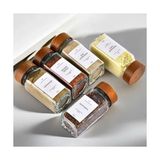 Storemax 12'li Bambu ve Akasya Kapaklı Cam Baharatlık Seti 120 ml - Doğal Ahşap Kapaklı, Şeffaf Cam, Sağlıklı ve Şık Baharat Kavanozları (Akasya Kapak) - 0,33 - 0 Siyah