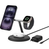 Storemax 3'ü 1 Arada Manyetik Magsafe Uyumlu Qi2 15W Kablosuz Şarj Standı, iPhone 16, 15, 14 ve 13 Serisi, Airpods, Watch Vb. Için Hızlı Şarj Özellikli iPhone Şarj Cihazı (Psu Dahil) - Siyah