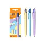 Storemax 4 Colours Pastel Gövde Tükenmez Kalem 3'lü Blister, 4 Farklı Renk (Mavi, Siyah,yeşil ve Kırmızı), 1.0 Mm. Uç - --