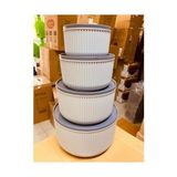 Storemax 4'lü Modern Saklama Kabı Seti, Çizgili Bej Plastik, Bpa Içermeyen, Mikrodalga ve Dondurucu Uyumlu, 2.5L-1.5L-0.80L-0.45L Kapasiteli, Yuvarlak Tasarım - 0,33 - 0 Siyah