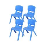 Storemax 4'lü Set Büyük Şirin Çocuk Sandalyesi Açık Mavi - 000-Siyah