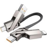 Storemax 4'ü 1 Arada USB C Kablosu [45W Hızlı Şarj ve Veri Senkronizasyonu] Düz Örgülü USB C - USB C Şarj Kablosu L/tip C/usb A Çoklu Bağlantı Noktaları iPad Için - 1ft (Shezı - 0 - Siyah