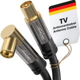 Storemax – 4K Kablosu, Koaksiyel Kablolar – 90° Açılı/düz – 2m – /analog Tv Kablosu – 0,5-20M Arasında Mevcut (Açılı Dişi Uç/düz Fiş, Dvb-C/dvb-T/dvb-S Için, Siyah) - Ahşap