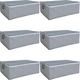 Storemax 6 Adet Çizgili Hurç Seti Büyük Boy Altı Çekyat Düzenleyeci Çeyiz Bohçası 64 x 48 x 22 - 1,5 x 0,7 m - 00 Beyaz
