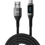 Storemax 66W LED Ekranlı Örgülü Usb-A To USB Type-C Hızlı Şarj ve Kablosu 2 Metre - 0 - Siyah