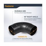 Storemax 70105 Açılı Toz Hortumu Bağlantısı, 10,2 Cm, 90 Derece Açı, Siyah