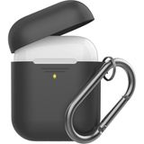 Storemax Airpods 1-2 Nesil Uyumlu Silikon Kılıf – Mat Yumuşak Dokulu, Darbeye Dayanıklı, Kemer Klipsli Karabina, Kablosuz Şarj Destekli Koruyucu Kapak Siyah - Altın