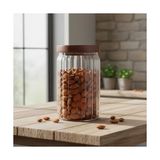 Storemax Akasya Kapaklı Çizgili Cam Kavanoz (750 Ml) | Hava Geçirmez, Modern Fitilli Tasarım Gıda Saklama Kabı | Bakliyat, Kahve, Çay ve Kuruyemiş Kavanozu (9X15 Cm) - 0,33 - 0 Siyah