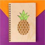 Storemax Ananas Tasarımlı Ahşap Kapaklı Defter 18 cm x 12 cm 48 Yaprak Not Defteri - 0 - --