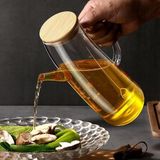 Storemax Bambu Kapklı Borosilikat Cam Yağlık & Sirkelik – 1 Litre | Dayanıklı & Sızdırmaz Tasarım | Bambu Kapaklı Şeffaf Cam Yağdanlık – 1000ML - Ahşap