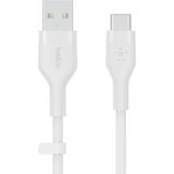 Storemax Boostcharge Silicone Usb-C - Usb-A Kablosu (2 M), iPad Pro, S21, Ultra,, 20, ve Diğer Aygıtlar Için Usb-If Onaylı Usb-C Şarj Kablosu - Beyaz - 0 - Siyah