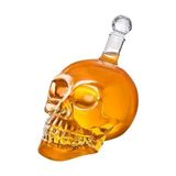 Storemax Crystal Kuru Kafa Cam Şişe El Yapımı Kuru Kafa Sürahi Içki Şişesi (1000 Ml) - 0,21 lt - 51R-Turuncu