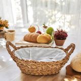 Storemax El Yapımı Doğal Hasır Kulplu Çok Amaçlı Dekoratif Oval Sepet, Hasır Kulplu Ekmek Sepeti (27X18X8 Cm)