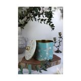 Storemax Evle- Desenli Yuvarlak Metal Saklama Kabı, Erzak Saklama Kabı - Organizer Kutu 14 cm x 12,5 cm (Blue) - 0,33 - 0 Siyah