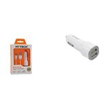 Storemax HY-X46 Type-C Kablolu 3.4A Hızlı Şarj 2 USB Beyaz Araç Şarj Cihazı - Ahşap