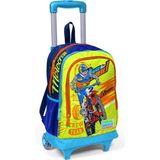Storemax Işıklı Tekerlekli Motorsiklet Çekçek Okul ve Seyahat Çantası Erkek Çocuk Lacivert Sarı - 1 cm - Pembe