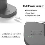 Storemax Işıklı Vantilatör USB Şarjlı Masaüstü Mini Fan – 3 Kademeli Hız Ayarlı Kompakt Gövde LED Işık - 001-Siyah