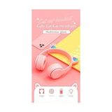 Storemax Katlanabilir Şarjlı Kulak Üstü Kablosuz 5.0 Bluetooth Kulaklık Rgb Parti Işıklı Fm Tf/mikrosd Kart Aux Girişli Kız Çocuklar (Pembe-Pembe) - --