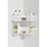 Storemax Köşe Yapışkanlı Rafı, 2'li Düzenleyici, Duvar Duş Rafı Bany Organizer Şampuanlık - 1,5 x 0,7 m - 00 Beyaz