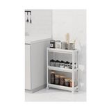 Storemax Life 3 Katlı Tekerlekli Slim Ince Beyaz Banyo Mutfak Rafı MIT1125 - 00 Beyaz