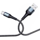 Storemax Örgülü USB A-C Hızlı Şarj Kablosu, Siyah (100 Cm) - Ahşap
