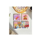 Storemax Renkli Retro Desenli Doğal Taş Bardak Altlığı Seti, 4’lü - 0 - 249 ml