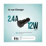 Storemax Smartcharger 2.4A Araç Şarj Aleti + Trio Kablo 2CKS30TS - 001-Renkli