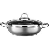 Storemax Titanium 24CM Sığ Tencere, Çelik Kulp, Özel Çerçeveli Cam Kapak Metalik Gri - -- - 000-Siyah