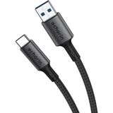 Storemax USB 3.0 Usb-A'dan Usb-C'ye 15W Pd Hızlı Şarj 5V3A Yüksek Kaliteli Örgülü Kablo 5gbps 1 Metre (Gri) - 0 - Siyah