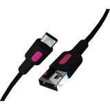 Storemax USB A-C Hızlı Şarj Kablosu, Siyah Kablo, Fuşya/siyah Uçlar (120 Cm) - Ahşap
