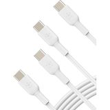 Storemax Usb-C - Usb-C Kablosu (1m/3.3ft), 15, 15 Pro, 15 Pro Max, 15, S23, S22, Not, Piksel, iPad Pro, Usb-C Kablosu Için Usb-C Hızlı Şarj Kablosu - Beyaz (2'li - 0 - Siyah