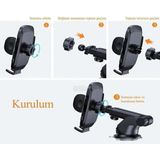 Storemax Uygun Elektronik Otomatik Klipsli Araba Telefon Tutucu Ayarlanabilir Cam ve Torpido Için Yüksek Kalite Tutucu, Vakumlu Uzayan Araç Içi Telefon Tutucu Ayarlanabilir Akrobat,tek Tuşla Açılır Kanatlar - 000-Siyah