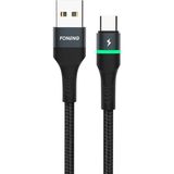 Storemax X79 66W USB To Type-C LED Işıklı Şarj ve Kablosu Ip Örgülü - 0 - Siyah